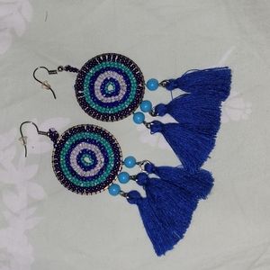 Blue beaded earrings fashion sale style
